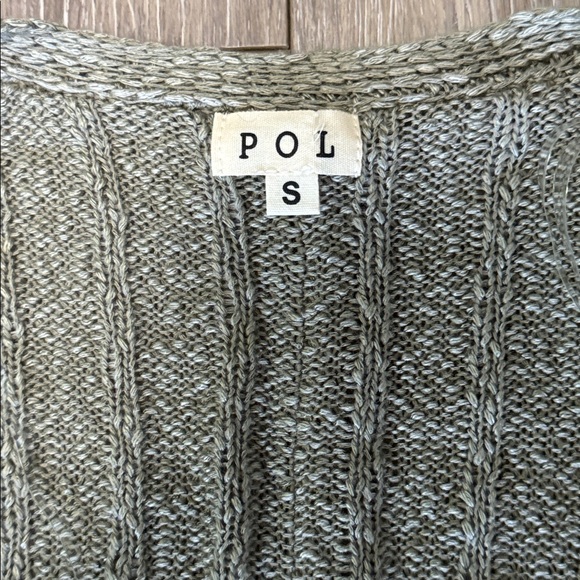 POL lightOlive Ribbed Cropped Crew Neck Sweater - Picture 3 of 4